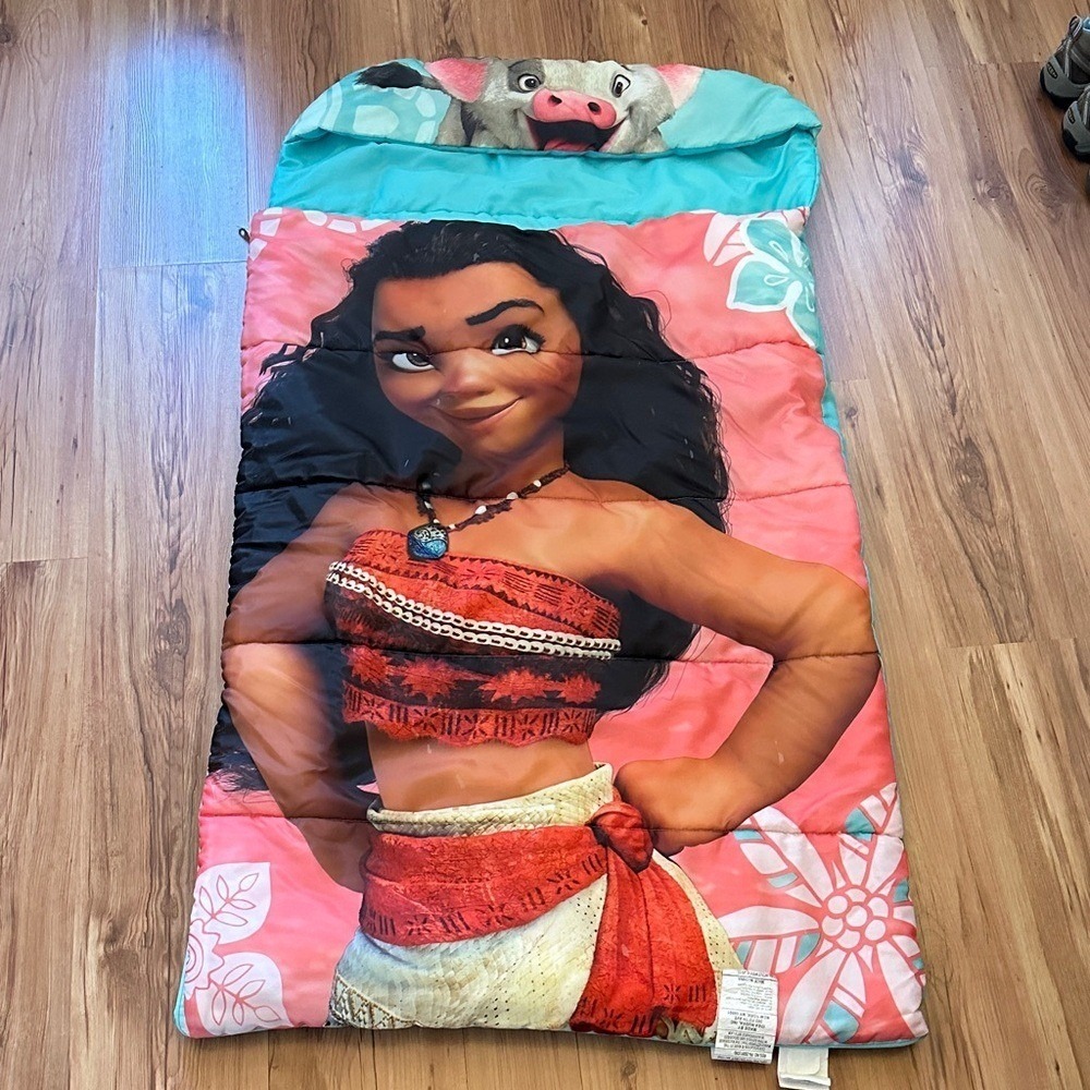 Disney Moana & Pua Kids Sleeping‎ Bag Pink Blue Twin Fair Condition